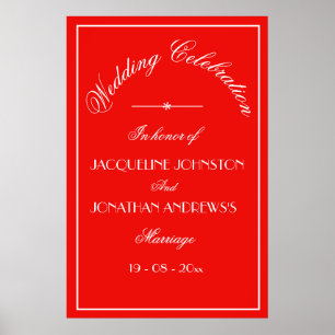 Elegant Personalized Chic Red Wedding Welcome Sign
