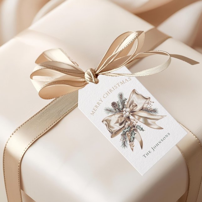 Elegant Personalized Christmas Bow Gift Tag (Creator Uploaded)