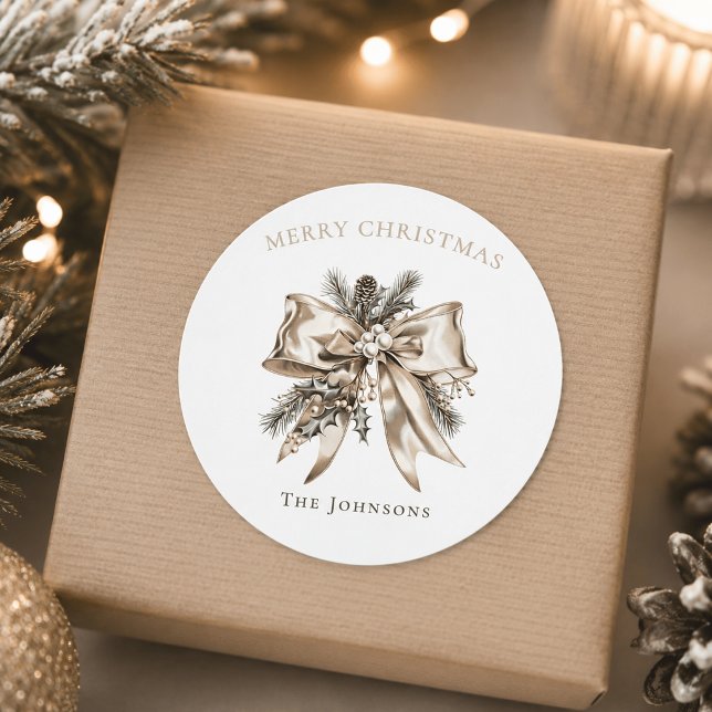 Elegant Personalized Christmas Bow Sticker (Creator Uploaded)