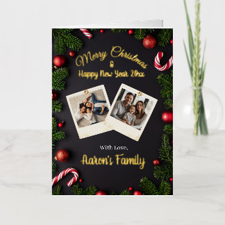Elegant Personalized Christmas Greeting Gold Card