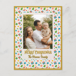 Elegant Personalized Christmas Holiday Pattern Postcard