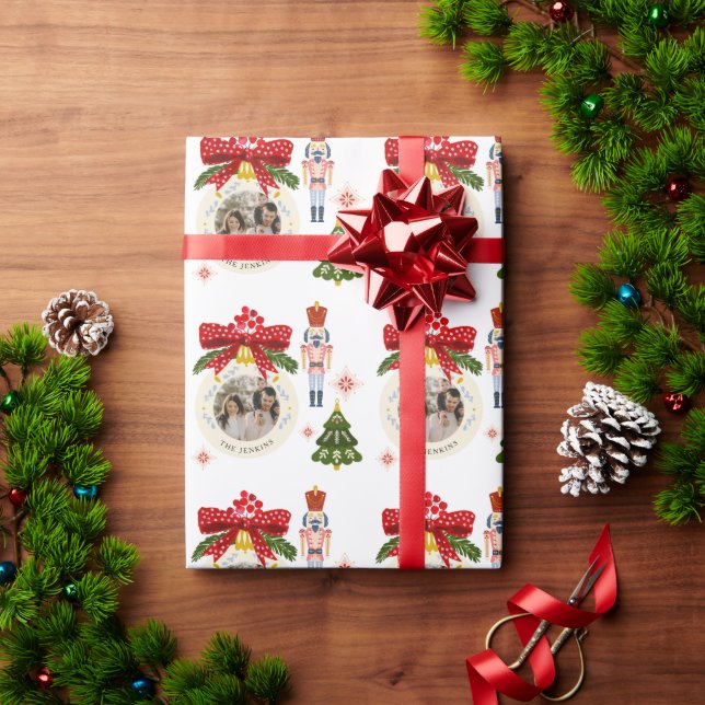 Elegant Personalized Christmas Photo Wrapping Paper (Holiday Gift)