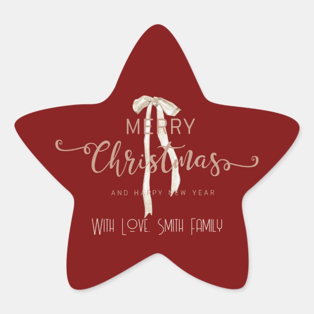 Elegant Personalized Christmas Star Custom  Star Sticker (Front)