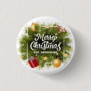 Elegant Personalized Christmas Tree Pin Button