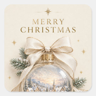 Elegant Personalized Christmas, Vintage Ornament Square Sticker