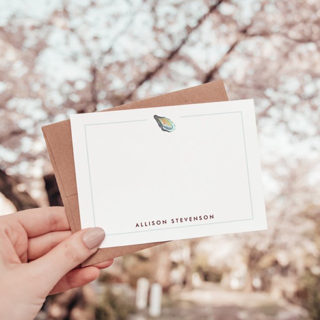 Elegant Personalized Coastal Oyster Watercolor Card (Creator Uploaded)