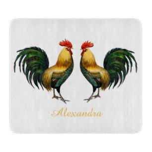 Elegant Personalized Colourful Rooster chicken  Ap Cutting Board