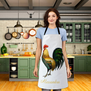 Elegant Personalized Colourful Rooster chicken  Apron