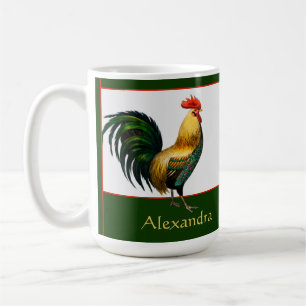 Elegant Personalized Colourful Rooster chicken   Coffee Mug