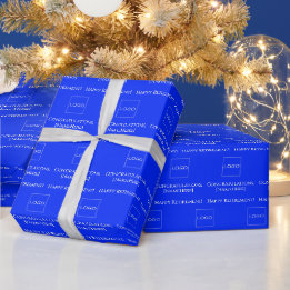 Elegant Personalized Congratulations Logo Blue Wrapping Paper