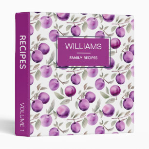 Elegant Personalized Cute Plum Pattern Recipe Book Binder