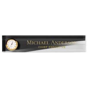 Elegant Personalized Desk NAME Plate Classic Black