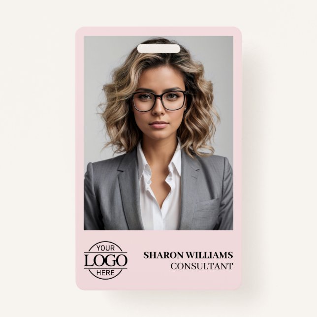 Elegant Personalized Employee Photo Company Logo Badge (Front)