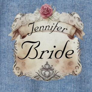Elegant Personalized Floral Bride's Denim Jacket