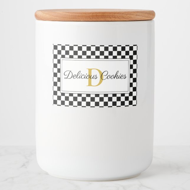 Elegant Personalized Food Label with Monogram Desi (Front)