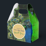 Elegant Personalized Gable Boxes Peacock Feathers<br><div class="desc">Small and dainty gable styled favour boxes with text template fields for you to add your chosen information whether it be for a corporate or personal family event. These favour boxes will fit small mints,  an item of jewellery (if used as gift box) or any other small favour item.</div>