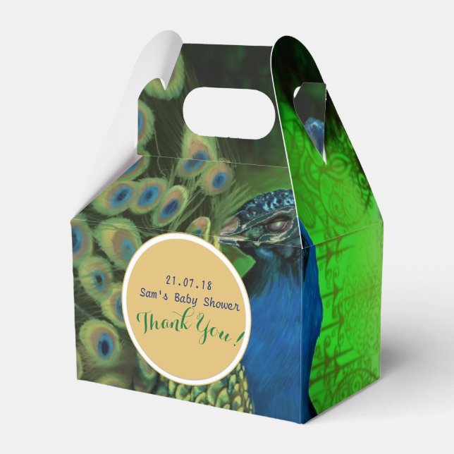 Elegant Personalized Gable Boxes Peacock Feathers (Front Side)
