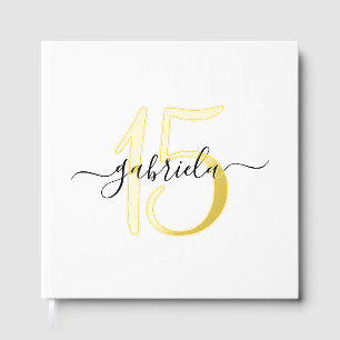 Elegant Personalized Gold 15th Birthday Guest Book