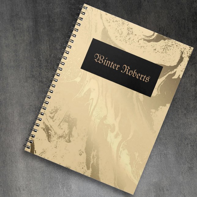 Elegant personalized gold and black notebook (Luxury aesthetic cover)