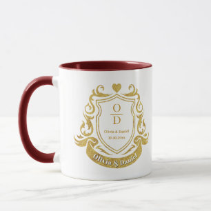 Elegant Personalized Gold Crest Wedding Mug