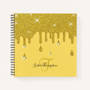 Elegant Personalized Gold Glitter Effect Sparkles Notebook