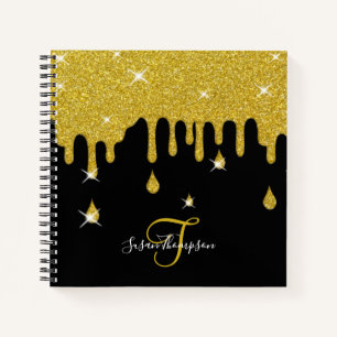 Elegant Personalized Gold Glitter Effect Sparkles Notebook