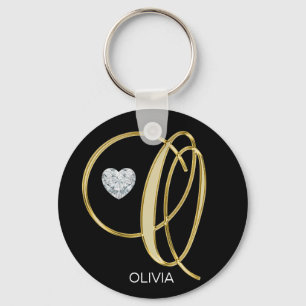 Elegant Personalized Gold Monogrammed Letter O Keychain