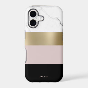 Elegant personalized gold white marble