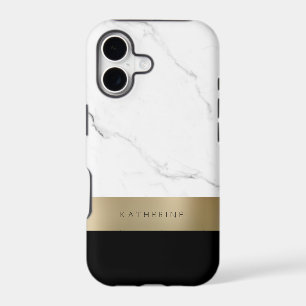 Elegant personalized gold white marble