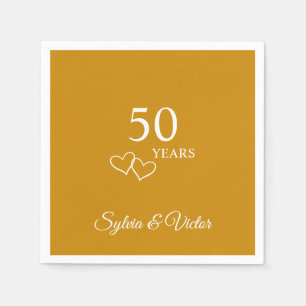 Elegant Personalized Golden 50th Anniversary Party Napkin