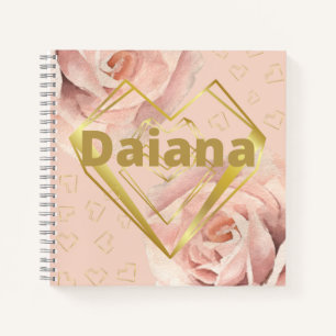 Elegant personalized golden floral notebook