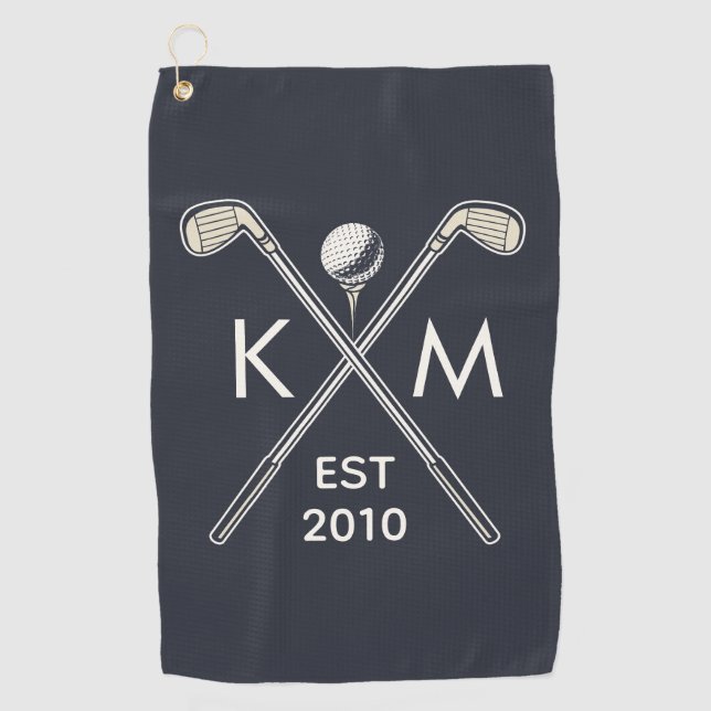Elegant personalized golf club monogram design golf towel (Front)