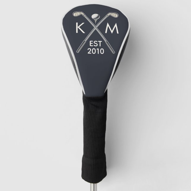 Elegant personalized golf club monogram design head cover (Front)