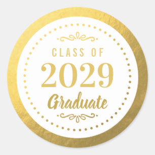 Elegant Personalized Graduate Faux Gold Foil Classic Round Sticker