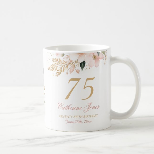 Elegant Personalized Grandmother's 75th Birthday Coffee Mug (Right)