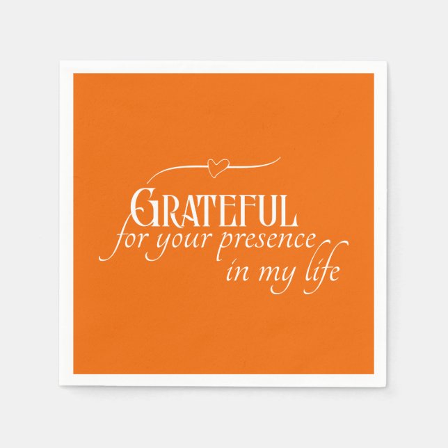 Elegant Personalized Grateful Autumn Thanksgiving Napkin (Front)