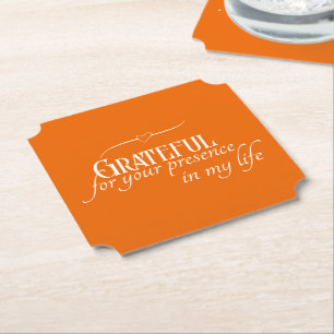 Elegant Personalized Grateful Fall Thanksgiving Paper Coaster