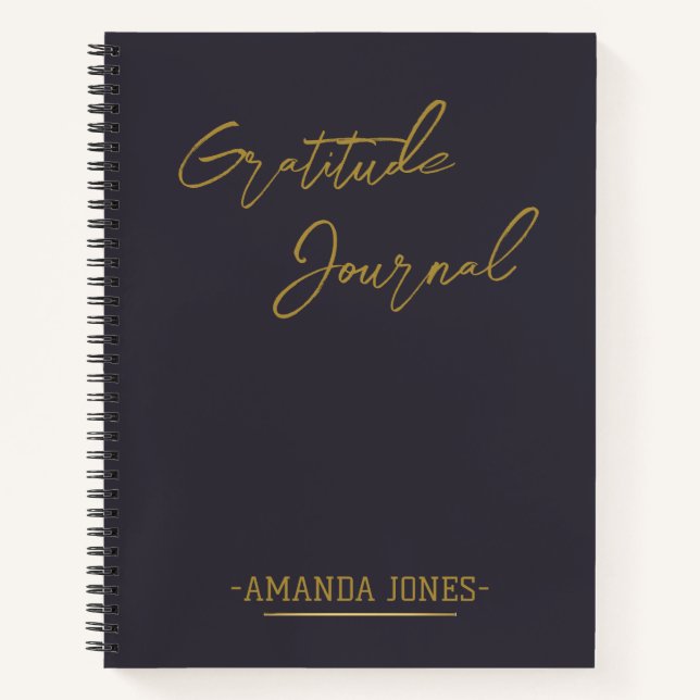 Elegant Personalized Gratitude Journal Grey Gold (Front)