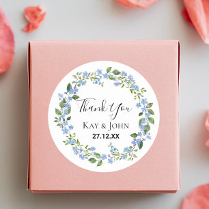 Elegant Personalized Greenary Thank You Wedding Classic Round Sticker