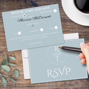 Elegant Personalized Grey White Wedding RSVP Card