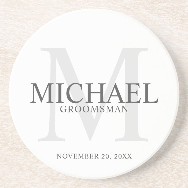 Elegant Personalized Groomsmen Coaster (Front)
