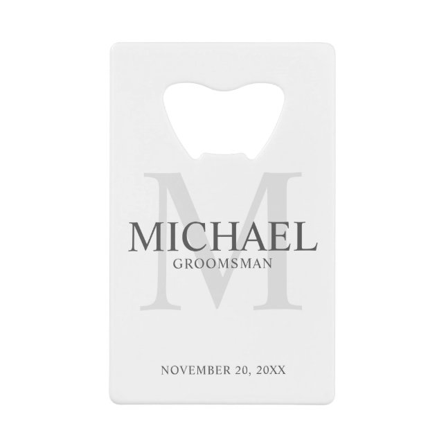 Elegant Personalized Groomsmen Credit Card Bottle Opener (Front)