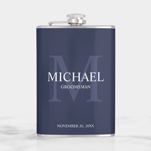 Elegant Personalized Groomsmen Monogram and Name Hip Flask (Creator Uploaded)