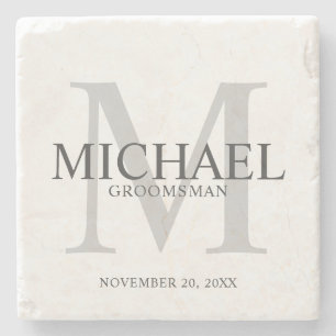 Elegant Personalized Groomsmen Stone Coaster