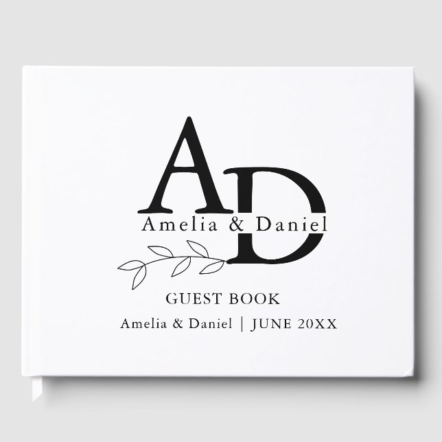 Elegant Personalized Guestbook with Black Calligra (Front)