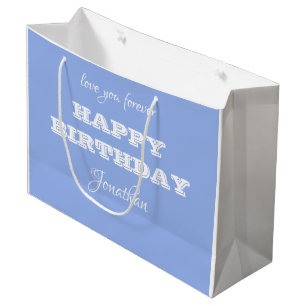 Elegant Personalized Happy Birthday Blue Gift Bag
