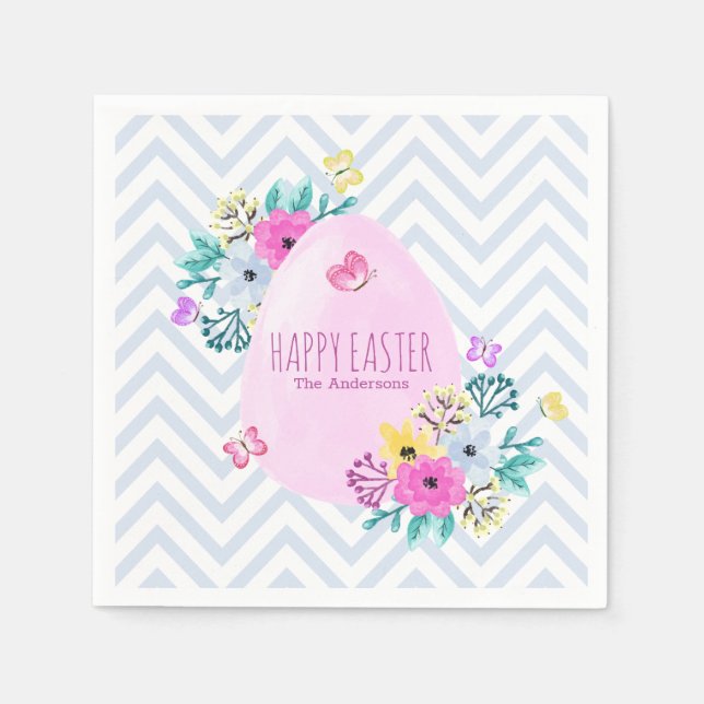 Elegant Personalized Happy Easter | Paper Napkin (Front)