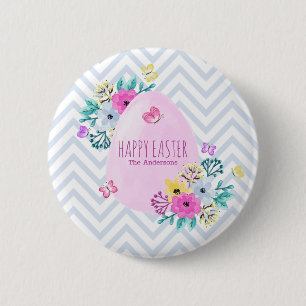 Elegant Personalized Happy Easter   Pin Button