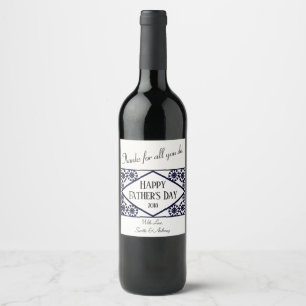 Elegant Personalized Happy Father's Day Wine Label
