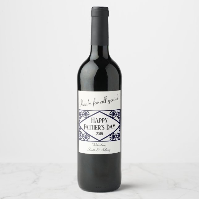 Elegant Personalized Happy Father's Day Wine Label (Front)